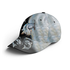 Casquette pêche silure all-over peau réaliste grise marbrée silure géant pêcheur fleuve unisexe