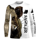 Manches longues enfant all-over chasse sanglier blanc et brun avec hure réaliste apprentissage