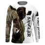 Manches longues chasse sanglier blanc et brun unisexe motif hure pour battue grand gibier
