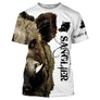 Tenue de chasse sanglier personnalisée t-shirt blanc et brun avec hure de sanglier en gros plan