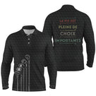 Polo de golf manches longues unisexe noir vintage sac de clubs lettrage rétro pour parcours frais