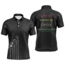 Polo de golf personnalisé homme noir vintage avec sac de clubs et lettrage La Vie Est Pleine De Choix Importants