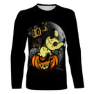 T-shirt Halloween créatures citrouille vue de face design fantastique noir et orange, coupe unisexe all-over