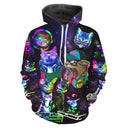 T-shirt chat DJ unisexe coloris fluo, motif chats lunettes électro festif