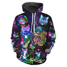 T-shirt chat DJ unisexe coloris fluo, motif chats lunettes électro festif