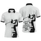 Polo de golf humour personnalisé homme blanc texturé avec silhouette golfeur en swing et lettrage Un Mauvais Jour Au Golf