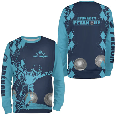 Sweat À Capuche Pétanque, Cadeau Personnalisé Bouliste, Je Peux Pas J'ai Pétanque - CT28122344 - Sweater marine