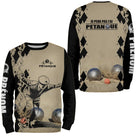 Sweater pétanque sable humour j'peux pas joueur boules dos texte manche bouliste personnalisé