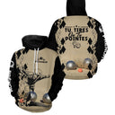 Sweat à capuche pétanque bleu Tirer ou pointer joueur boules dos texte manche personnalisé