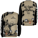 Sweat à capuche pétanque sable Tirer ou pointer joueur boules dos texte manche personnalisé