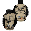 Sweat à capuche pétanque bleu marine Tirer ou pointer joueur boules dos texte manche personnalisé