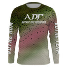 Maillot UV manches longues ADP Avenue des Pêcheurs peau truite iridescente prénom texte personnalisés