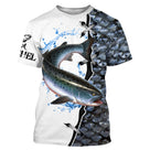 T-shirt manches courtes pêche saumon, design saut et peau argentée, accessoire personnalisable pour moucheur