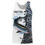 T-shirt halieutique pêche saumon, coupe technique respirante, design saut argenté, personnalisable prénom