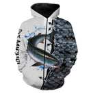 Polo zippé manches longues pêche saumon design saut argenté, tenue technique pour guide saumonier personnalisée