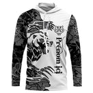 Sweat à capuche chasse ours tatouage, design arabesques rugissant, vêtement chaud pour chasseur grand gibier