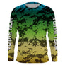Maillot UV manches longues pêcheur camouflage pixel team prénom personnalisé