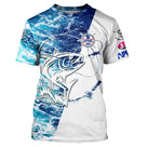 Maillot pêche thon bleu marine variante, design APMC et slogan J'peux pas j'ai pêche personnalisé