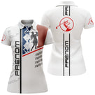 Polo golf blanc vue dos silhouette golfeur drapeau français Tour Eiffel design tricolore
