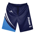 Short pétanque bleu marine homme avec boule et battement de cœur, lignes blanches sportives, prénom personnalisé