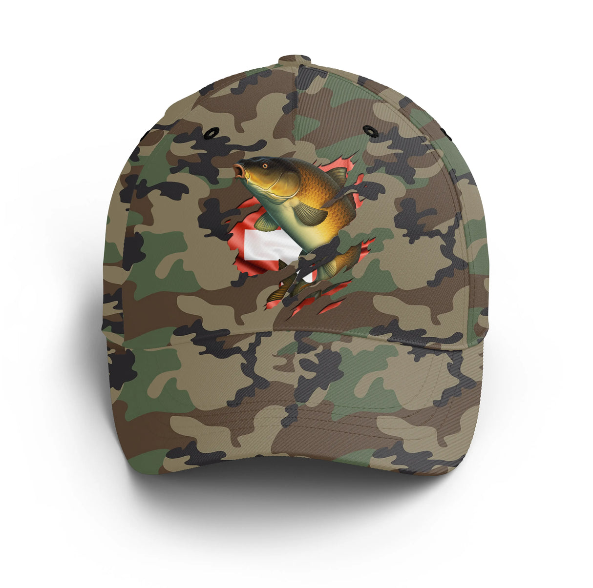 Alpenext - Casquette Pêcheur, Pêche de la Carpe, Cadeau Original Fans de Pêche, Motifs Camouflage, Drapeau Suisse - CT01072215