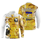 Polo pétanque jaune doré variante coloris texture bière mousseuse design bouliste convivial
