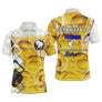 Polo pétanque jaune doré et blanc texture bière mousseuse silhouette joueur message ne me dérangez pas bière