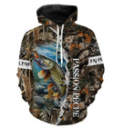Sweater all-over pêche brochet camouflage roseau motif carnassier