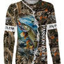 T-shirt manches longues pêche brochet camouflage roseau lettrage Je peux pas Passion Pêche