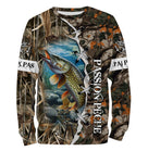 Sweat à capuche pêche brochet camouflage roseau lettrage Passion Pêche carnassier