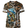 T-shirt all-over pêche brochet camouflage roseau Passion Pêche carnassier illustré, vue de face