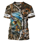 T-shirt all-over pêche brochet camouflage roseau Passion Pêche carnassier illustré, vue de face