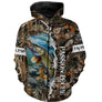 Sweat à capuche zippé pêche brochet camouflage roseau motif carnassier