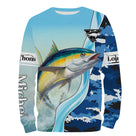 Sweat à capuche pêche thon camouflage marin, manche camo bleu turquoise, vêtement chaud pour pêcheur au gros