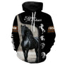 Sweat zippé cheval Frison all-over fond noir motif Frison noir bordures dorées cavalier prénom personnalisé attelage