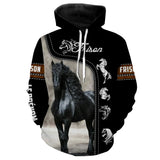 Alpenext Sweat A Capuche Le Frison, Race de Chevaux de Selle Pays-Bas, Amoureux des Chevaux, Chevaux Passion, 3D All-Over Tee Shirt Personnalisé, Cadeau pour Homme, Femme, Enfant qui Aime Les Chevaux - CTS07052210