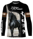 Sweat capuche cheval Frison all-over fond noir motif Frison noir cavalier dressage prénom personnalisé monture