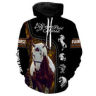 Sweat zippé cheval Paint Horse all-over fond noir motif Paint Horse pinto cavalier prénom personnalisé western