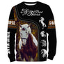 Hoodie cheval Paint Horse all-over fond noir motif Paint Horse pinto bordures dorées prénom personnalisé monture