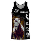 T-shirt cavalier Paint Horse all-over fond noir motif cheval Paint Horse race américaine prénom personnalisé équestre
