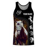 T-shirt cavalier Paint Horse all-over fond noir motif cheval Paint Horse race américaine prénom personnalisé équestre