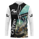 Hoodie capuche anti-UV pêche silure noir et blanc avec silure imposant Catfish Passion Pêche