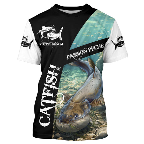 T-shirt Pêche du Silure, Catfish, Poisson de Chat, Cadeau Peronnalisé Pêcheur, Passion Pêche - CT07072208 T-shirt All Over Col Rond Unisexe