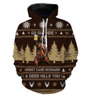Sweat zippé Noël ours bière motifs jacquard cerfs et flocons, tenue festive humoristique