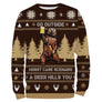 Sweat à capuche Noël ours buveur bière, design jacquard ugly christmas sweater pour chasseur