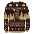 Sweat à capuche Noël ours buveur bière, design jacquard ugly christmas sweater pour chasseur