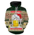 Sweat zippé Noël Merry Drunk chope bière géante, tenue festive humoristique pour soirée réveillon