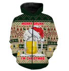 T-shirt Noël Merry Drunk I'm Christmas motif chope bière, design all-over festif unisexe