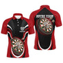 Polo fléchettes noir et rouge homme avec cibles dynamiques Velocity aventurier, prénom et équipe personnalisés