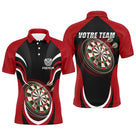 Polo fléchettes noir et rouge homme avec cibles dynamiques Velocity aventurier, prénom et équipe personnalisés